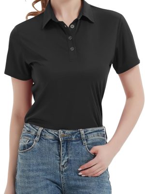 Women's Polo Shirts UPF 50+ Casual Sun Protection Work Quick Dry 4 Buttons Short Sleeve Collared Golf Shirt XS-3XL