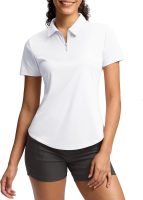 Womens Golf Shirt Metal Zip Up Polo Short Sleeve Tennis Work Athletic Collared Top Quick Dry Lightweight